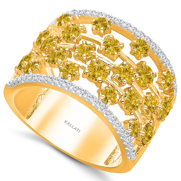 KALLATI Yellow Gold "Sunset" 2.00 ctw Round White &
Natural Yellow Diamond Ring