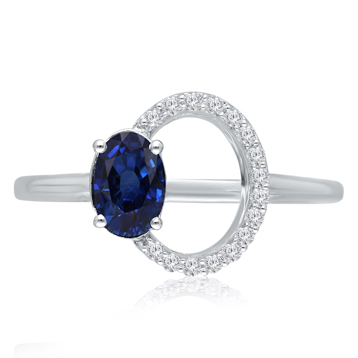 KALLATI White Gold 0.75 ctw Sapphire and Diamond Ring