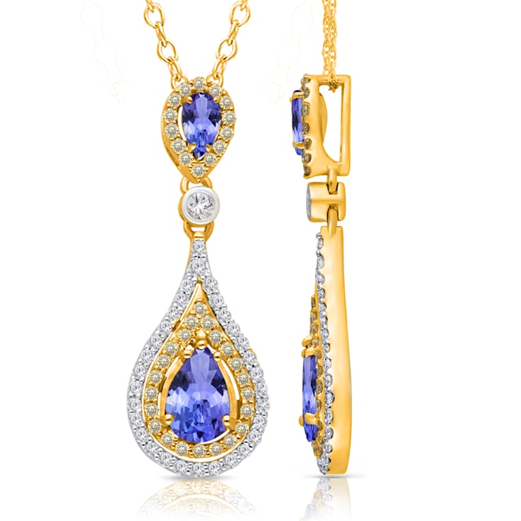 KALLATI Yellow Gold "Renaissance" 1.80ctw Tanzanite and
Diamond  Pendant