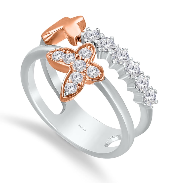 KALLATI 14K Two-Tone Gold "Eternal" 0.60ctw Butterfly Diamond Ring