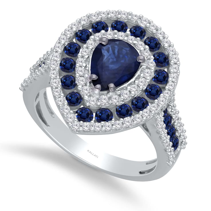 KALLATI White Gold "Heirloom" 3.10 ctw Pear Sapphire and
Diamond Ring