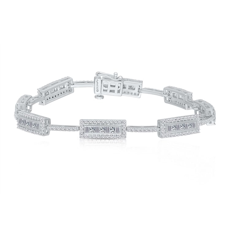 14K White Gold Mixed Shape Diamond Bracelet 2.0ctw