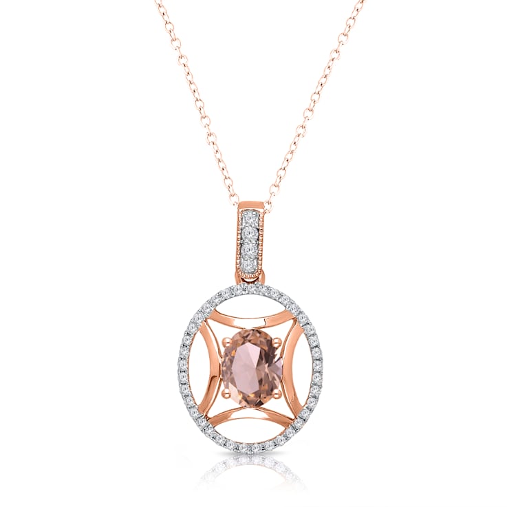 KALLATI Rose Gold "Heirloom" 1.40ctw Morganite and Diamond Pendant