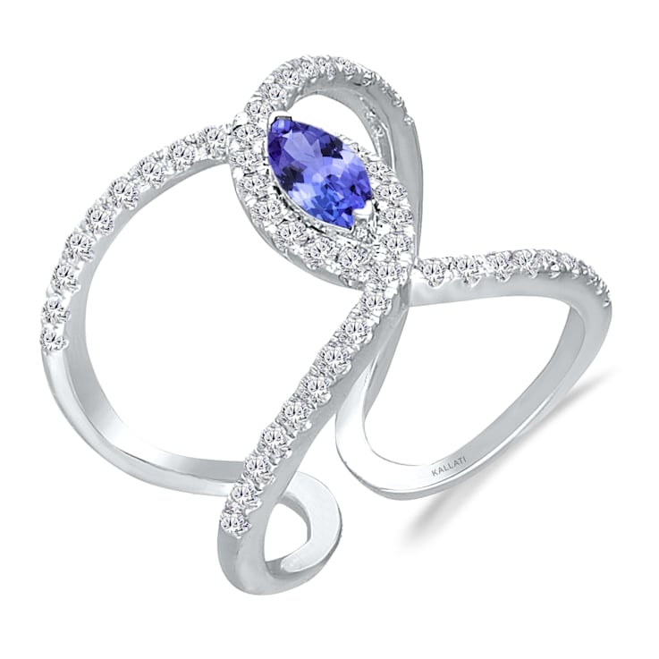 KALLATI White Gold 0.95 ctw Tanzanite and Diamond Ring