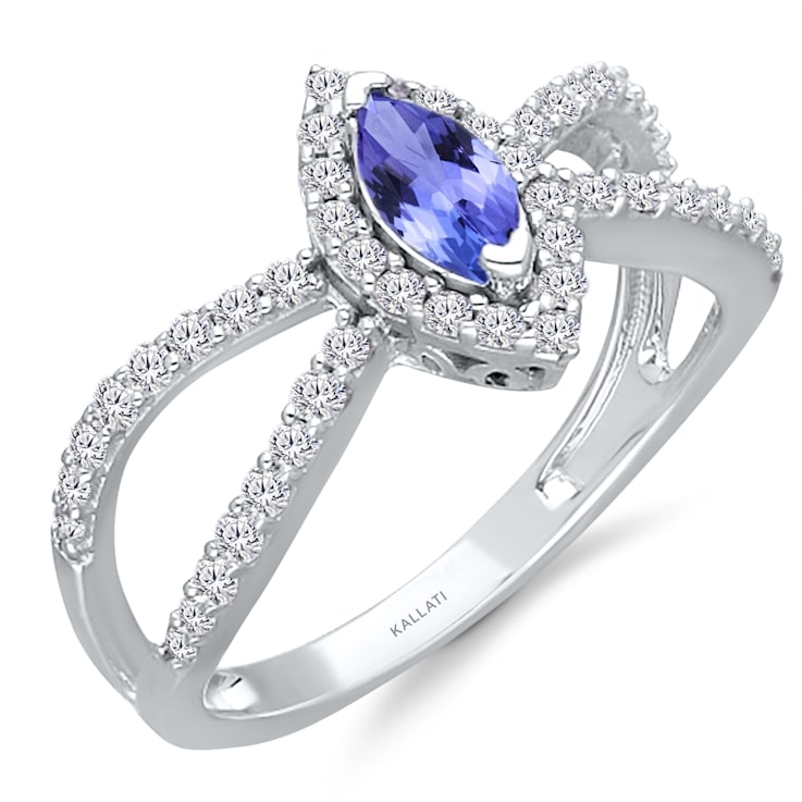 KALLATI White Gold 0.80 ctw Tanzanite and Diamond Ring