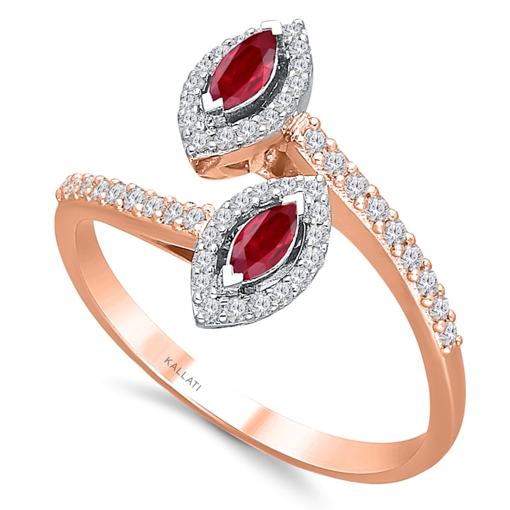 KALLATI 14K Rose Gold 0.45 Ruby and Diamond Ring