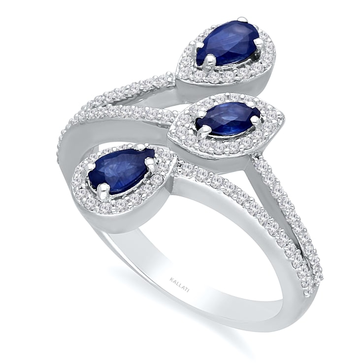KALLATI White Gold 1.20 ctw Sapphire and Diamond Ring