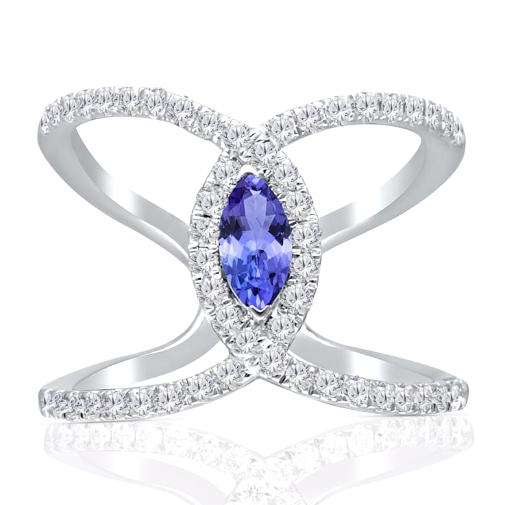 KALLATI White Gold 0.95 ctw Tanzanite and Diamond Ring