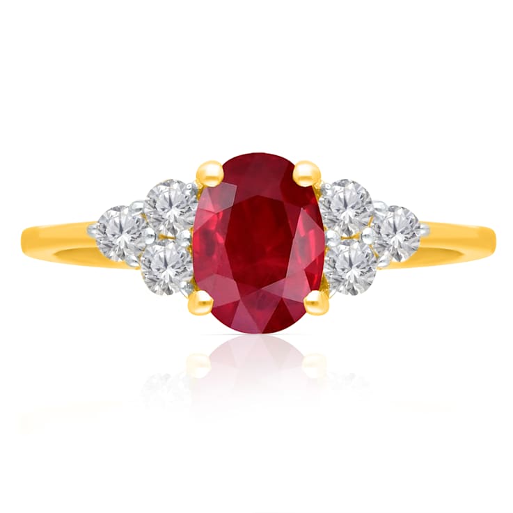 KALLATI Yellow Gold 1.25 ctw Ruby and Diamond Ring
