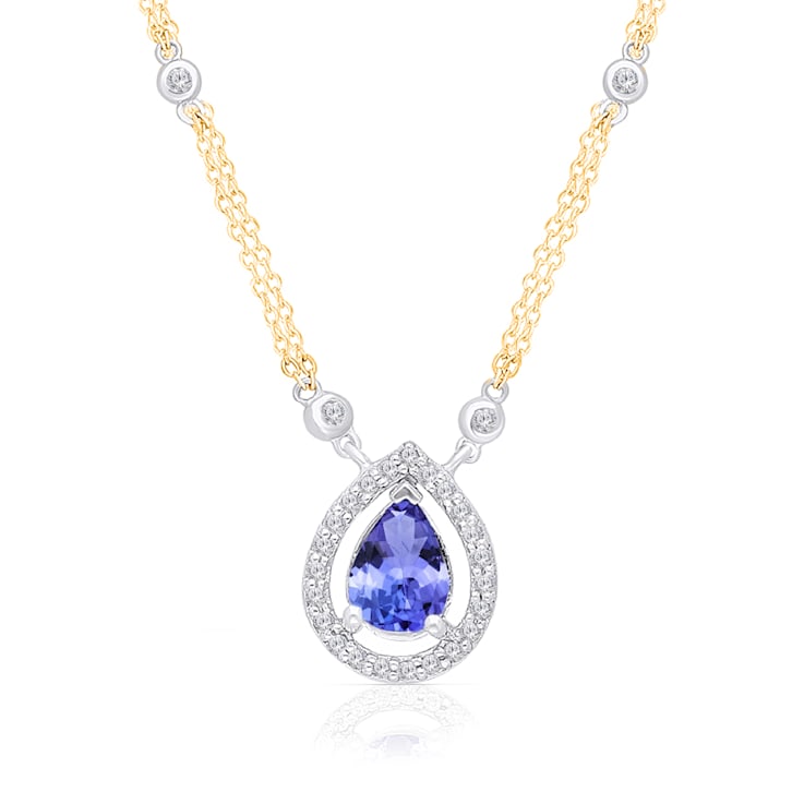 KALLATI Yellow Gold "Renaissance" 0.95 ctw Pear Tanzanite Necklace