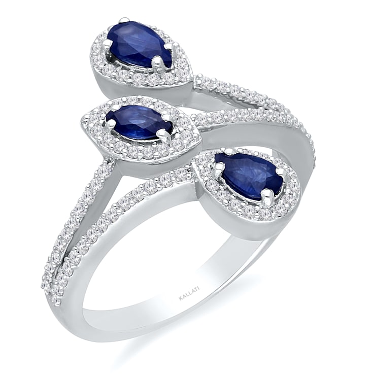KALLATI White Gold 1.20 ctw Sapphire and Diamond Ring