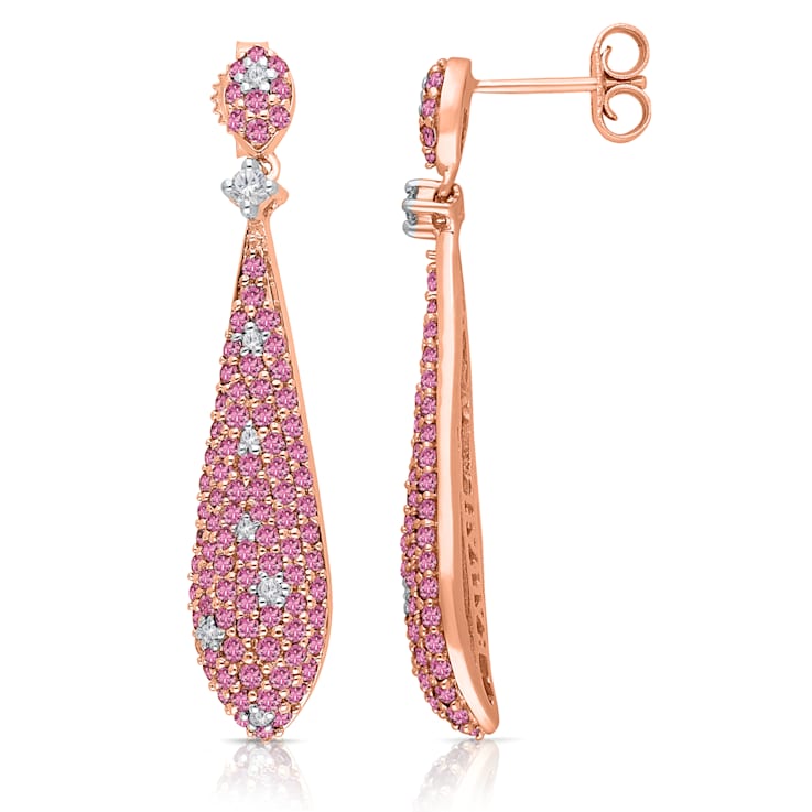 KALLATI 14K Yellow Gold "Heirloom" 1.95ctw Pink Sapphire Earrings