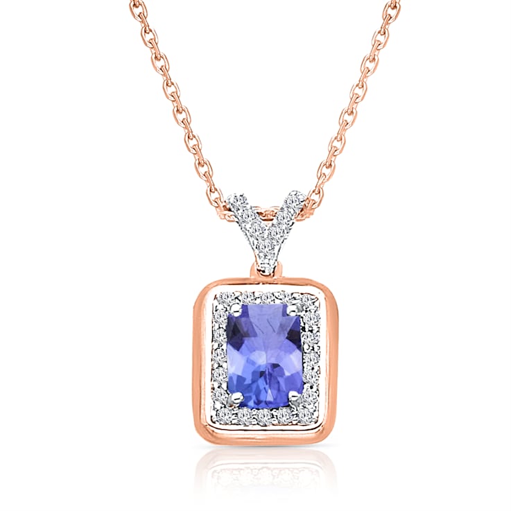 KALLATI Yellow Gold 1.35 ctw Tanzanite and Diamond Pendant