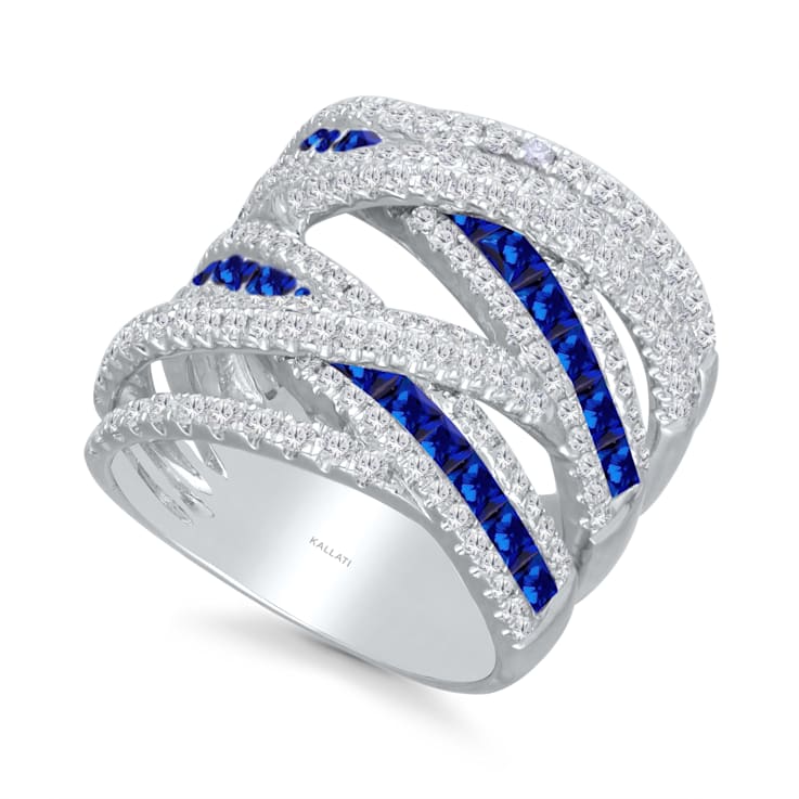 KALLATI White Gold 3.80 ctw spiral Sapphire and Diamond Ring