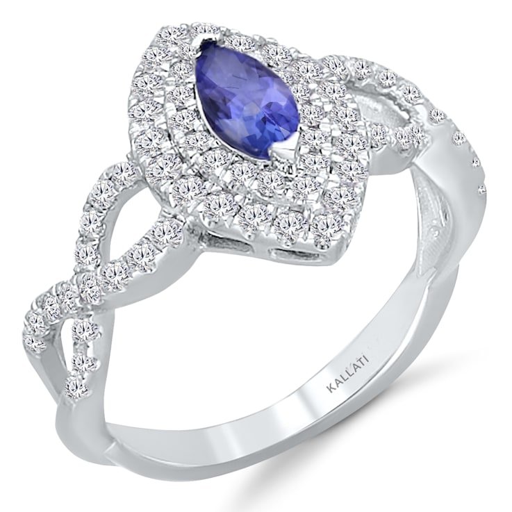 KALLATI White Gold 1.00 ctw Tanzanite and Diamond Ring