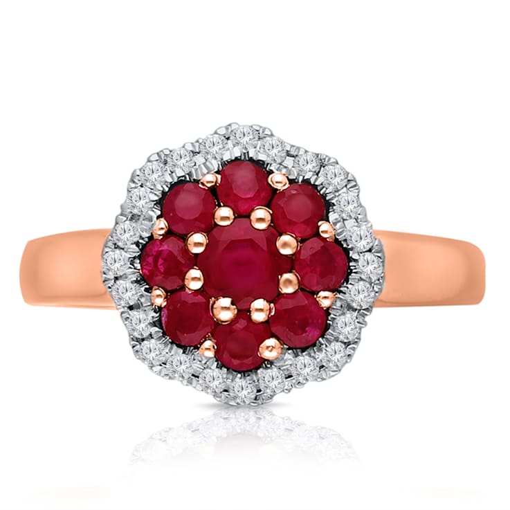 KALLATI Rose Gold 0.85 ctw Ruby and Diamond Ring