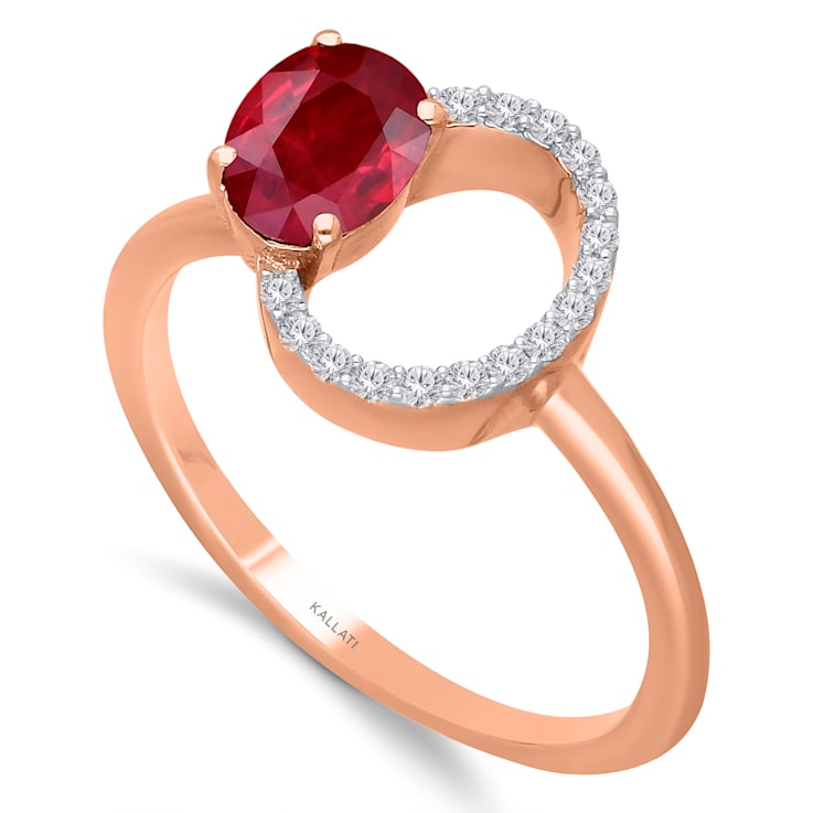 KALLATI Two-Tone Gold 0.65 ctw Ruby and Diamond Ring