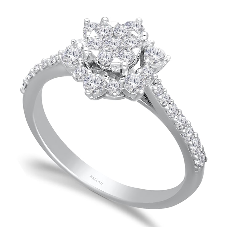 KALLATI 14K White Gold "Eternal" 0.85ct Pave Diamond Ring