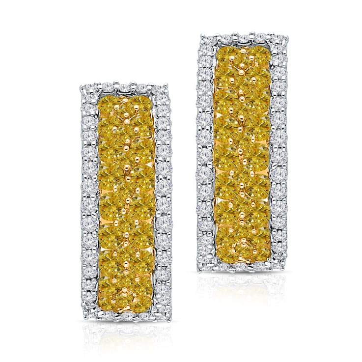KALLATI 14K White Gold "Sunset" 1.50ct Natural  Yellow Diamond Earrings
