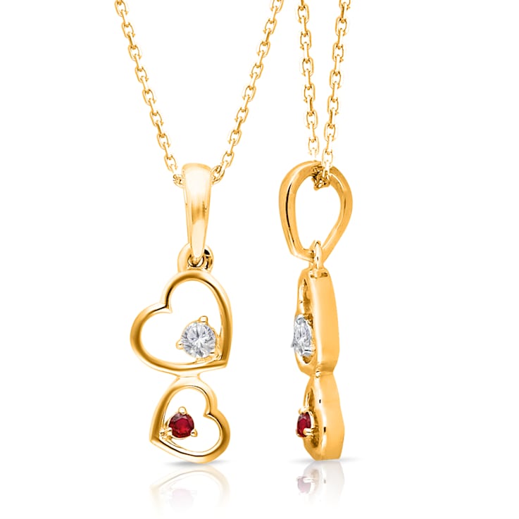 KALLATI 14K Yellow Gold "Heirloom" 0.05ct Diamond With Round
Ruby Pendant