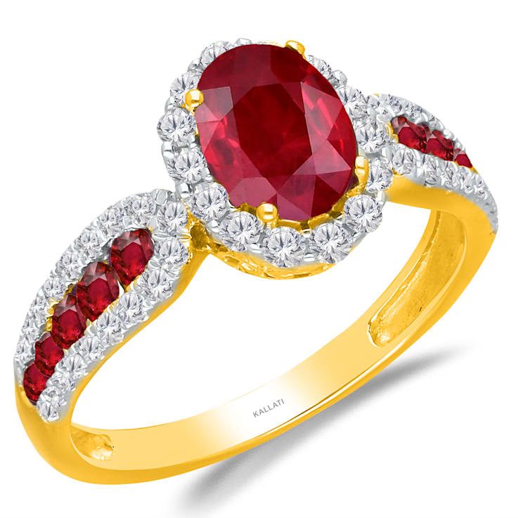 KALLATI Yellow Gold 1.85 ctw Ruby and Diamond Ring