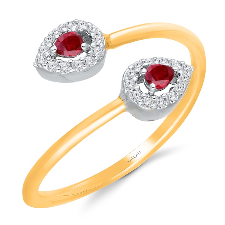 KALLATI Two-Tone Gold 0.40 ctw Ruby and Diamond Ring