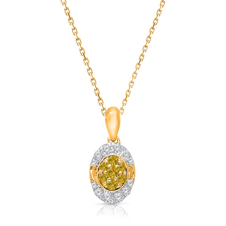 KALLATI Yellow Gold "Sunset" 0.30ct Round White & Natural
Yellow Diamond Pendant