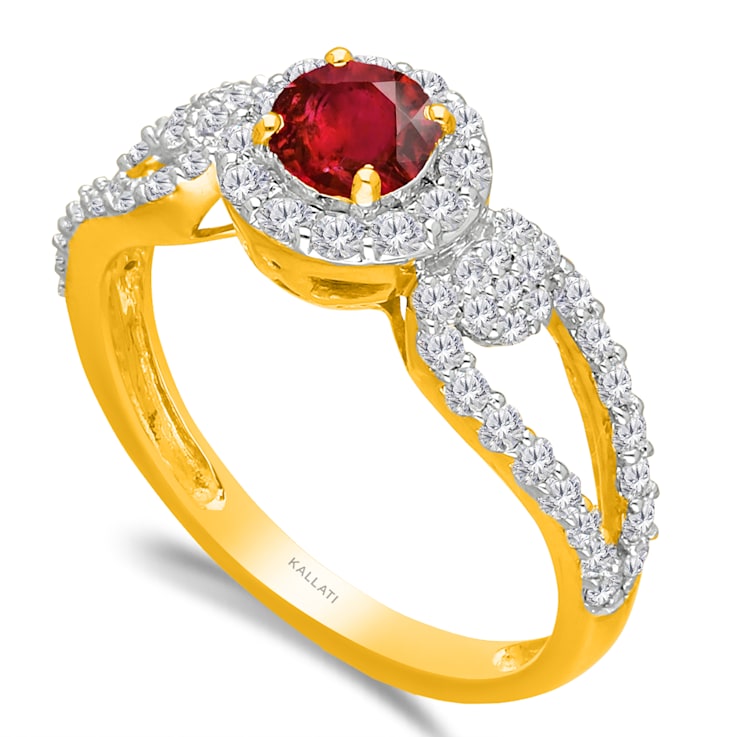 KALLATI Yellow Gold 1.35ctw Ruby and Diamond Ring