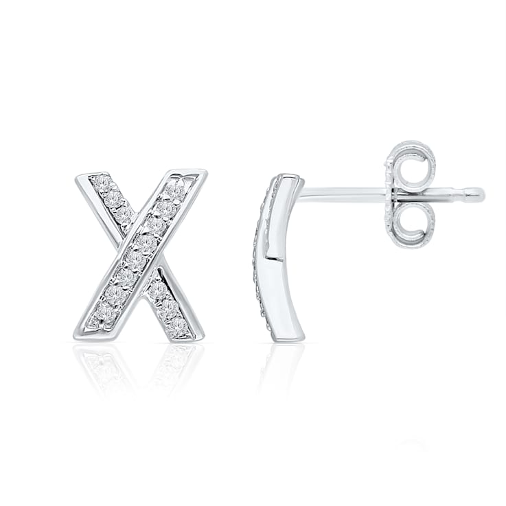 KALLATI 14K White Gold "Eternal" 0.15ct X Diamond Earrings