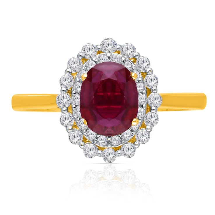 KALLATI Yellow Gold 1.30 ctw Ruby and Diamond Ring