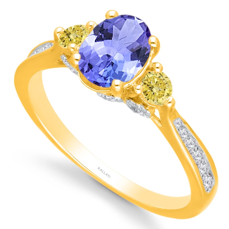 KALLATI Yellow Gold "Renaissance" 1.70ctw Oval Tanzanite &
Diamond Ring