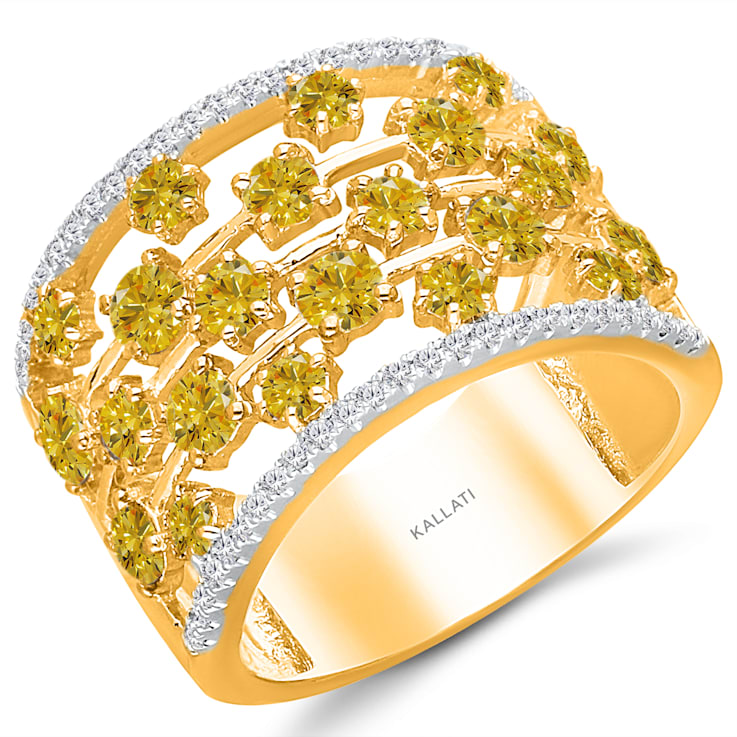 KALLATI Yellow Gold "Sunset" 2.00 ctw Round White &
Natural Yellow Diamond Ring