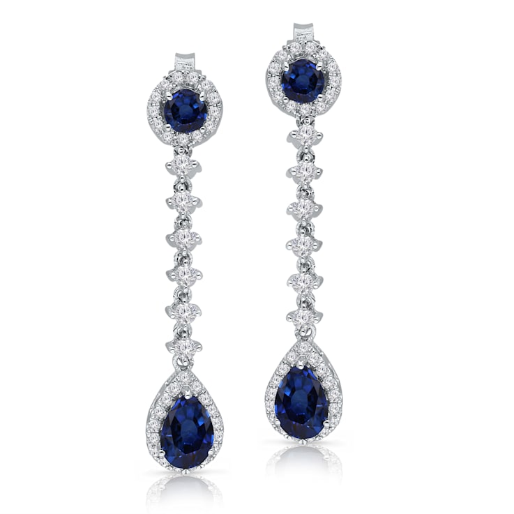 KALLATI 14K White Gold "Heirloom" 2.00ctw Teardrop Sapphire Earrings