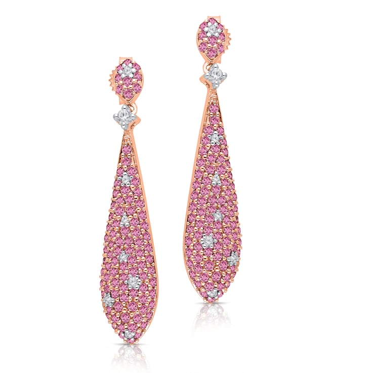 KALLATI 14K Yellow Gold "Heirloom" 1.95ctw Pink Sapphire Earrings