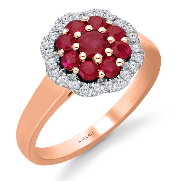 KALLATI Rose Gold 0.85 ctw Ruby and Diamond Ring