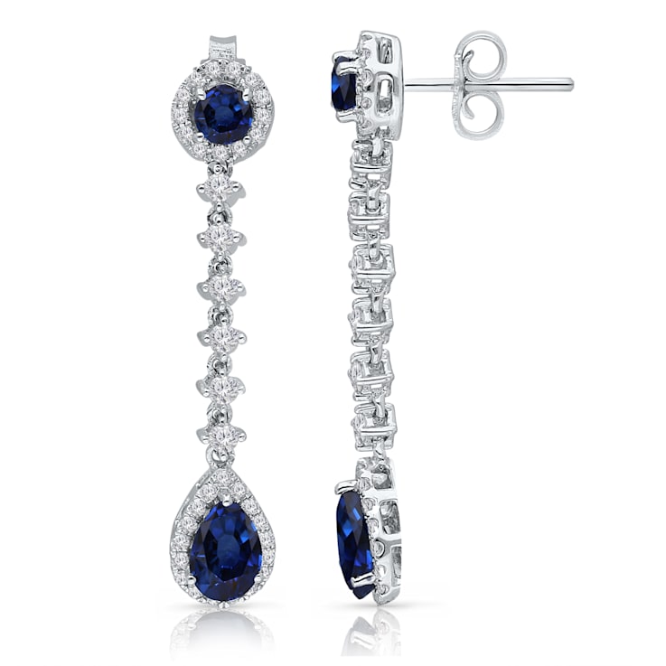 KALLATI 14K White Gold "Heirloom" 2.00ctw Teardrop Sapphire Earrings
