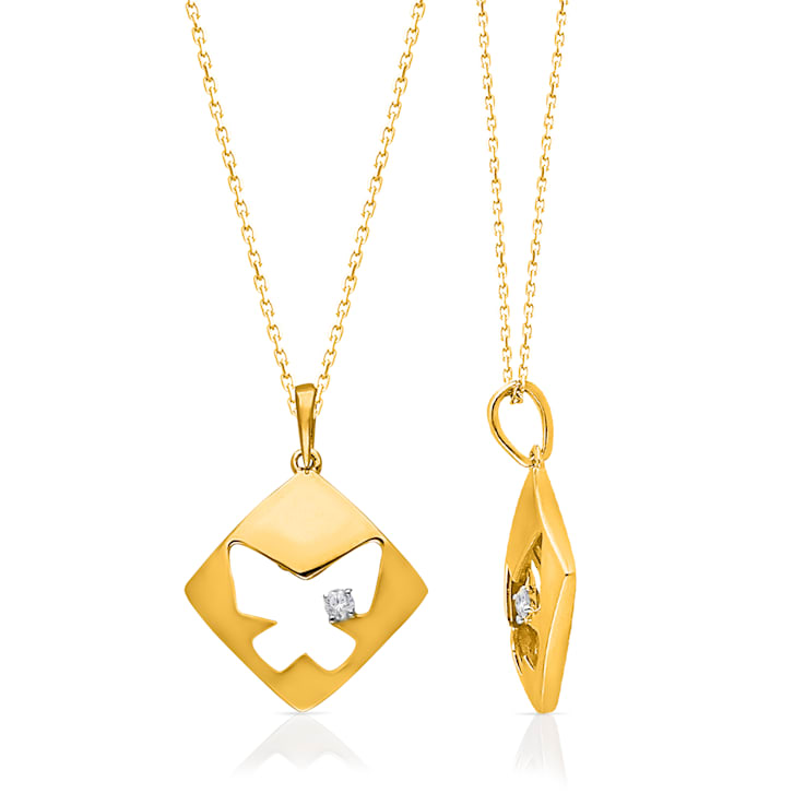 KALLATI Yellow Gold "Eternal" 0.05ct Diamond Necklace