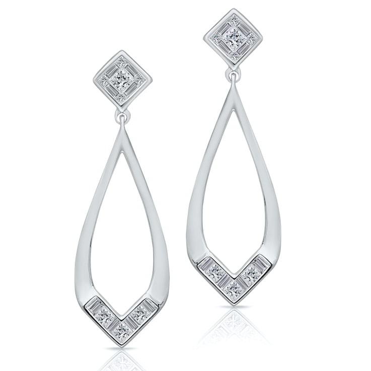 KALLATI 14K White Gold "Princesse Royale" 0.75ctw Diamond Earrings