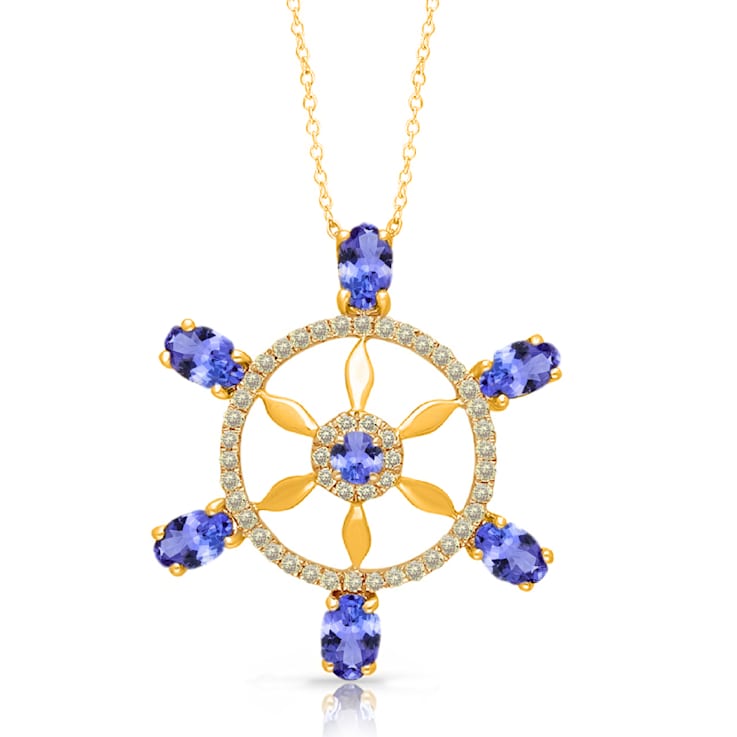 KALLATI Yellow Gold "Renaissance" 1.95ctw Nautical Tanzanite
and Diamond Pendant