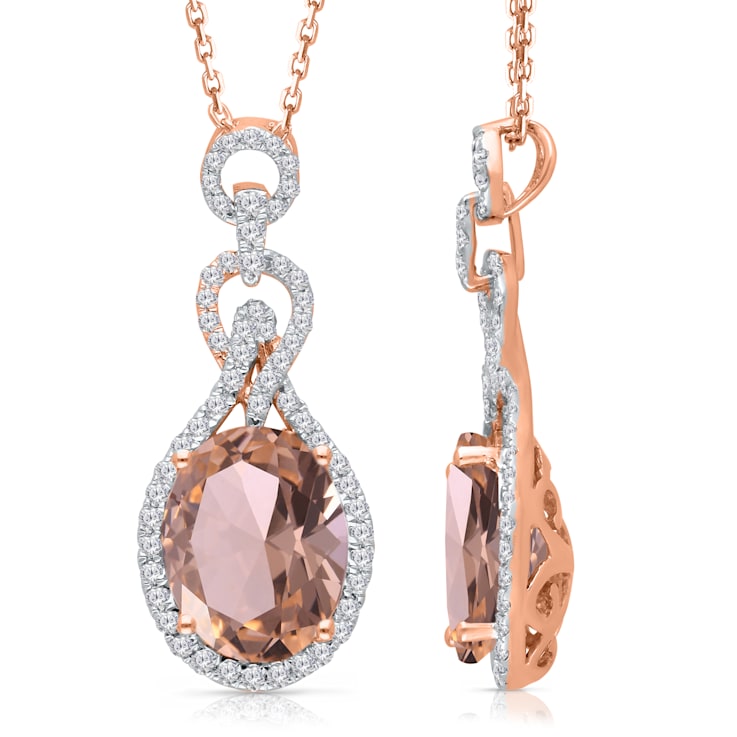 KALLATI Rose Gold "Heirloom" 3.00ctw Morganite and Diamond Pendant