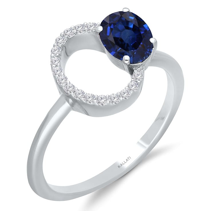 KALLATI White Gold 0.75 ctw Sapphire and Diamond Ring
