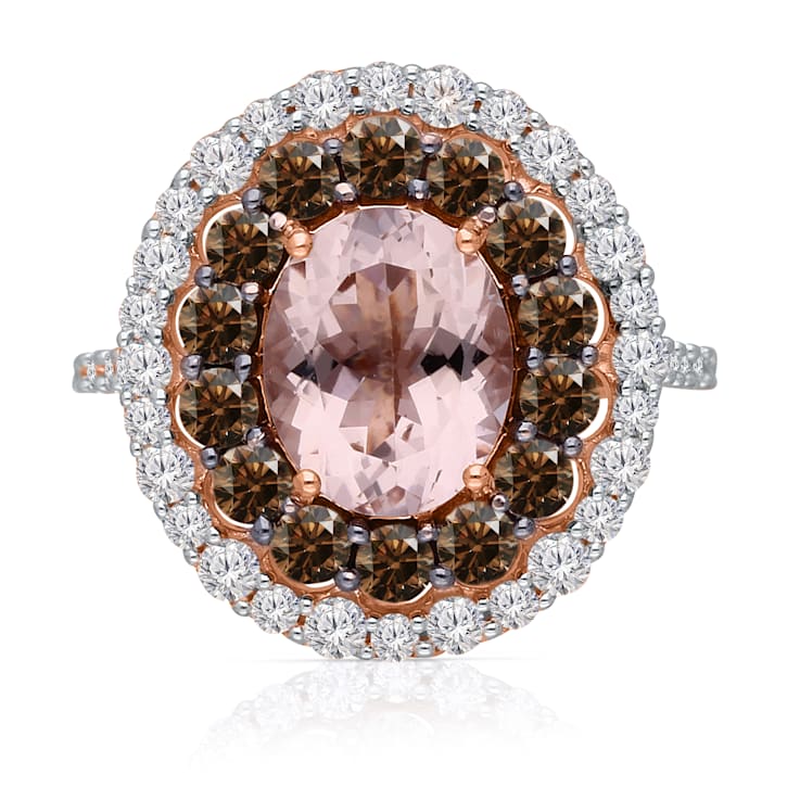 KALLATI Rose Gold 4.70 ctw Morganite and Diamond Ring