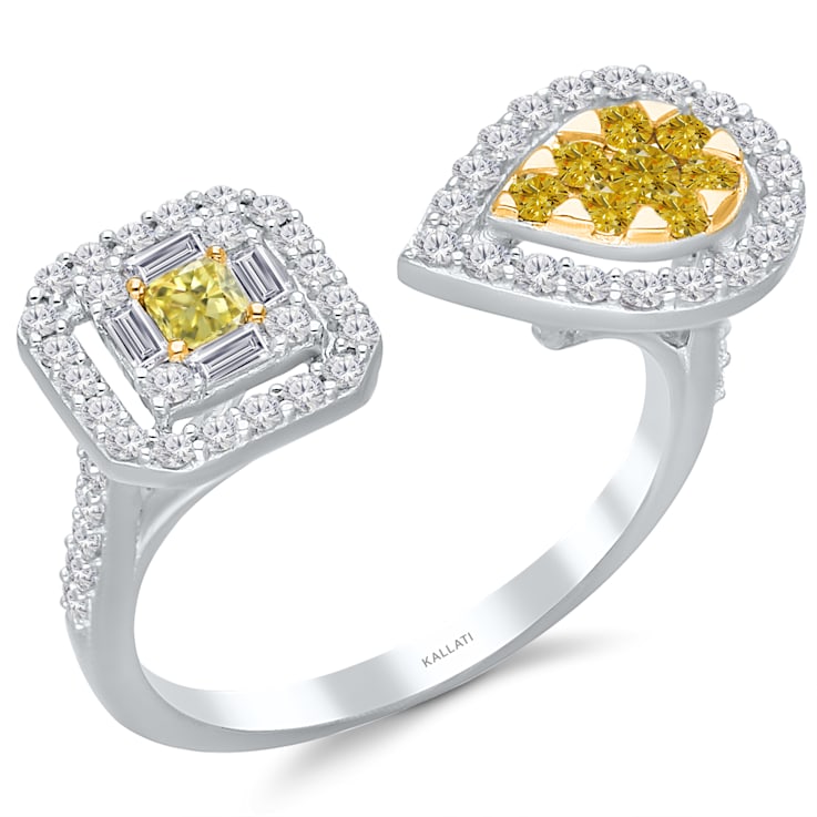 KALLATI 14K White Gold "Sunset" 0.95ct White & Natural
Yellow Diamond Ring