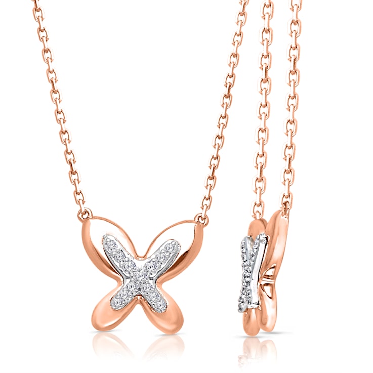 KALLATI Rose Gold "Eternal" 0.10ct Round White Diamond Necklace