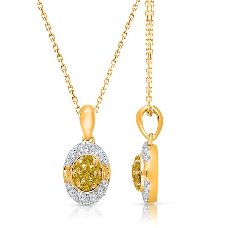 KALLATI Yellow Gold "Sunset" 0.30ct Round White & Natural
Yellow Diamond Pendant