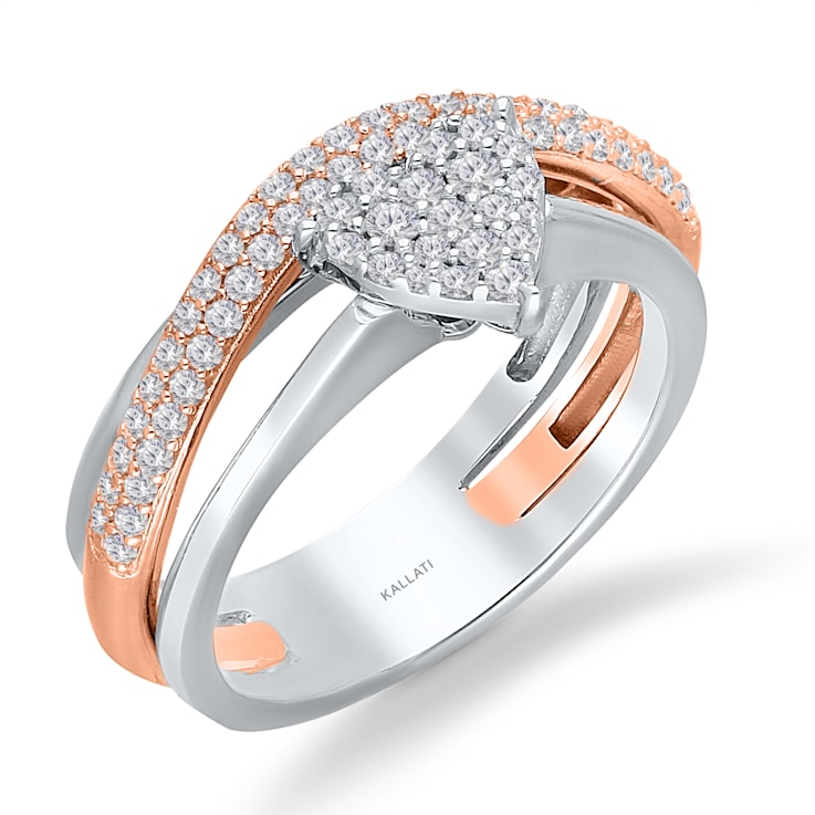 KALLATI 14K Two-Tone Gold "Eternal" 0.50ct Heart Diamond Ring