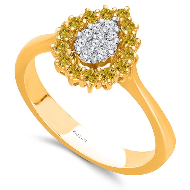 KALLATI Yellow Gold "Sunset" 0.35 ct White & Natural
Yellow Diamond Ring