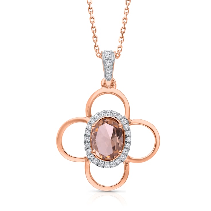 KALLATI Rose Gold "Heirloom" 1.30ctw Oval Morganite and
Diamond Pendant