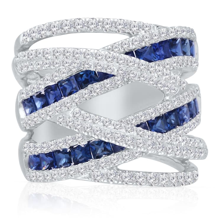 KALLATI White Gold 3.80 ctw spiral Sapphire and Diamond Ring