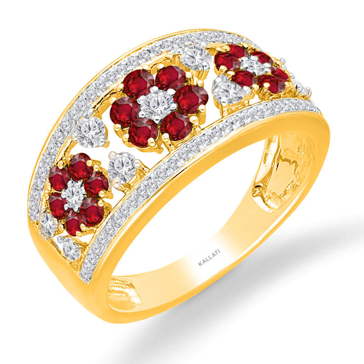 KALLATI Yellow Gold "Heirloom" 1.25ctw Ruby & Diamond Ring